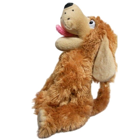 Peek A Boo Plush Dog Puppy with Tongue out 11" tall sitting - Picture 1 of 2